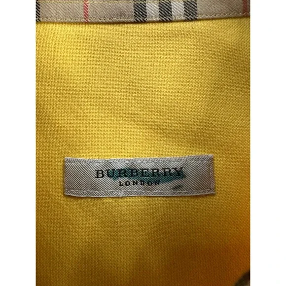 Burberry Shirt Mens XL Yellow Nova Check Flip Cuff Quiet Luxury Designer - Picture 7 of 9